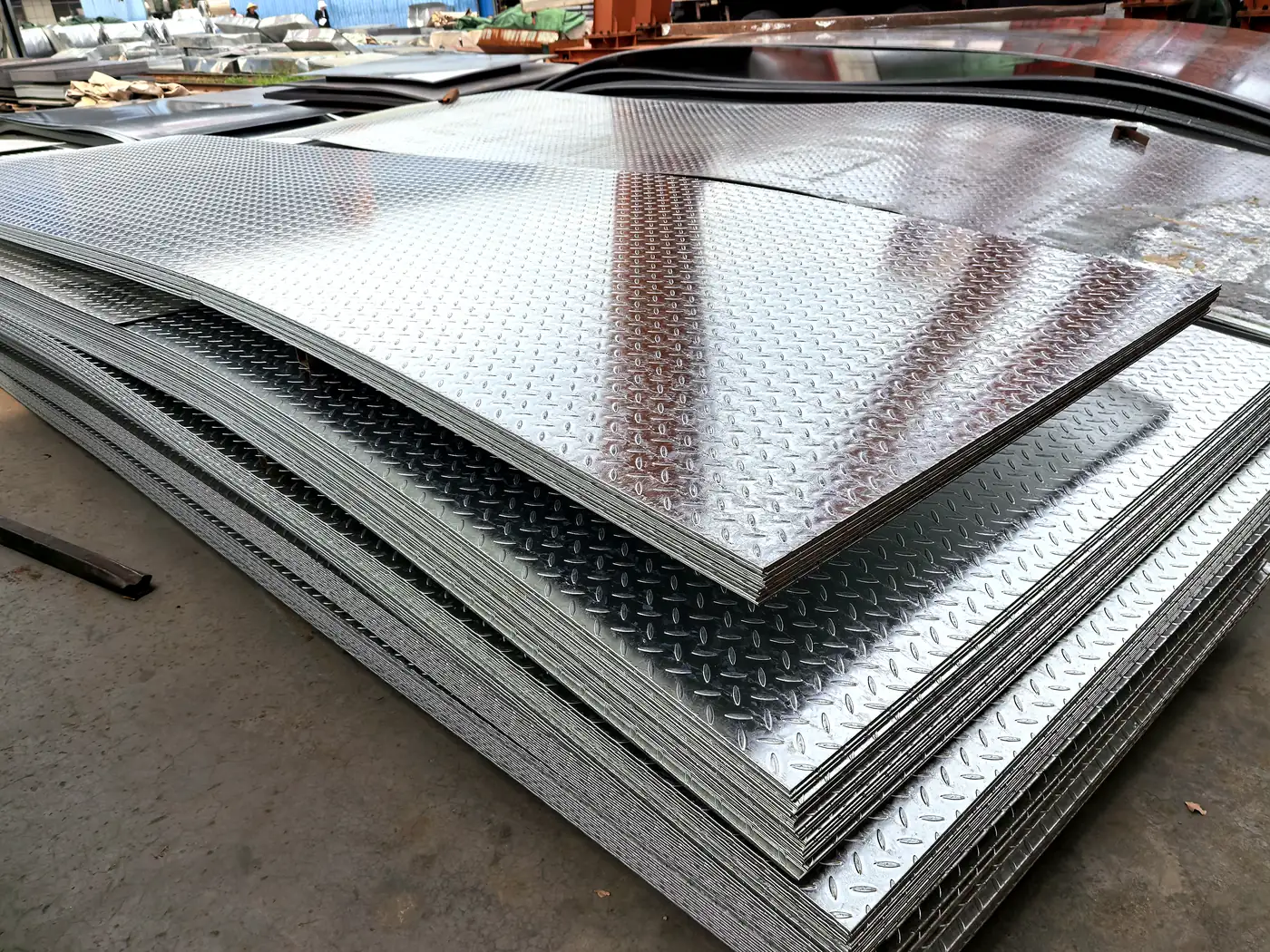 Hot-Dip Galvanized Checkered Plate supplied from China - live stock ready for export