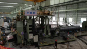 Forming bay inside the pipe mill